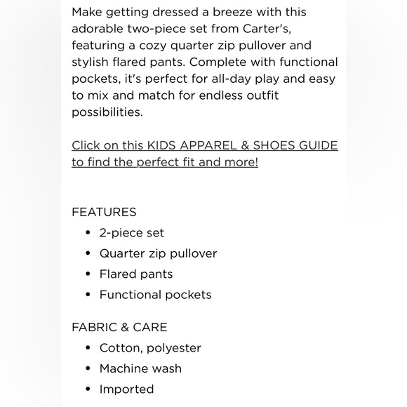 NWT! Toddler Girl's 2-Piece Quarter Zip Pullover/Pant Set - Picture 3 of 7